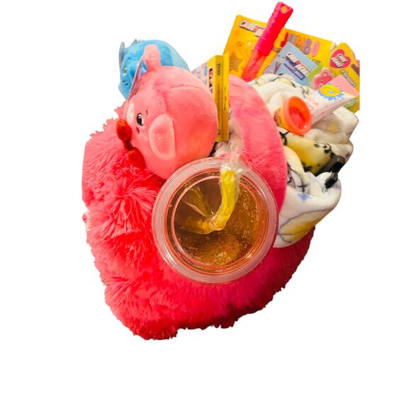 Care-bear pink giant Easter large fluffy basket 13x14 inches high includes pink - Picture 13 of 14